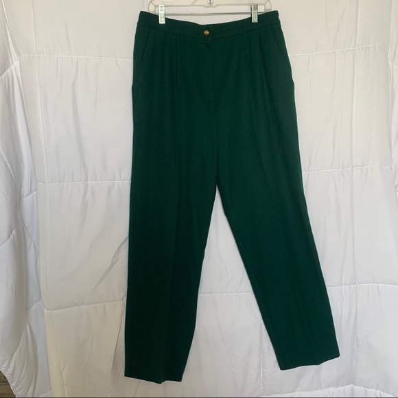 Sag Harbor Pants - Sag Harbor 100% Wool Hunter Green Pants, Sz. 14